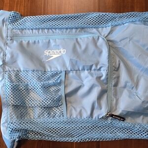 Speedo Light Blue Mesh Gear Bag Backpack NWOT